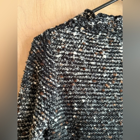 Vertigo Paris Ruffled Knit Cardigan Black White Speckled Button Up Sz S - Picture 3 of 13